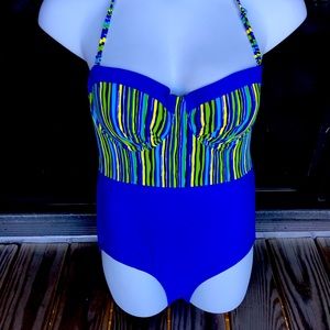Ashley Stewart Striped Swimsuit Size 14
